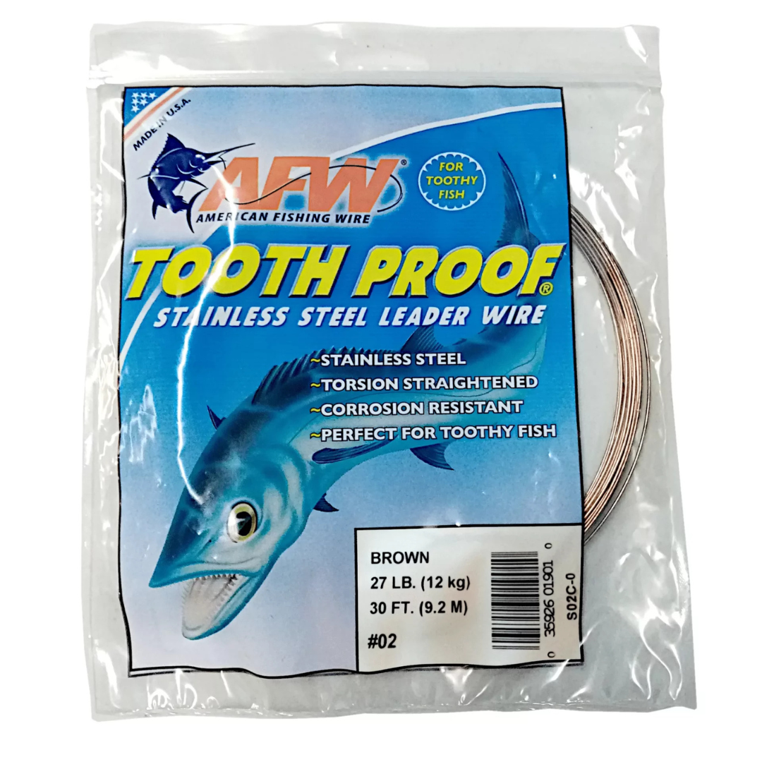 AFW TOOTH PROOF LEADER WIRE BROWN 30FT